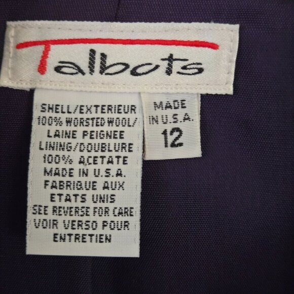 Talbots Vintage Classic Worsted Wool Made In USA Single Breasted Blazer Size 12 - Picture 5 of 5